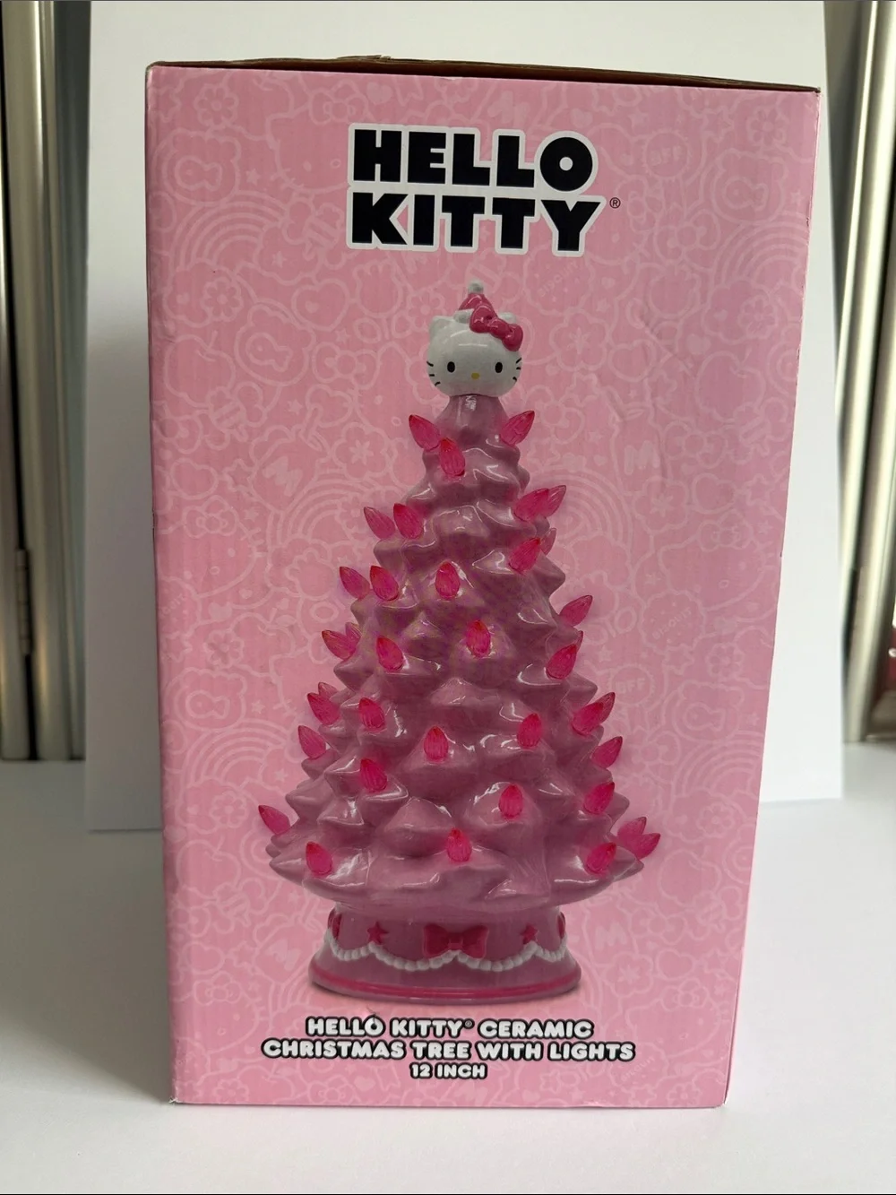 Hello Kitty Pink Ceramic Light-Up Christmas Tree - Picture 2 of 3